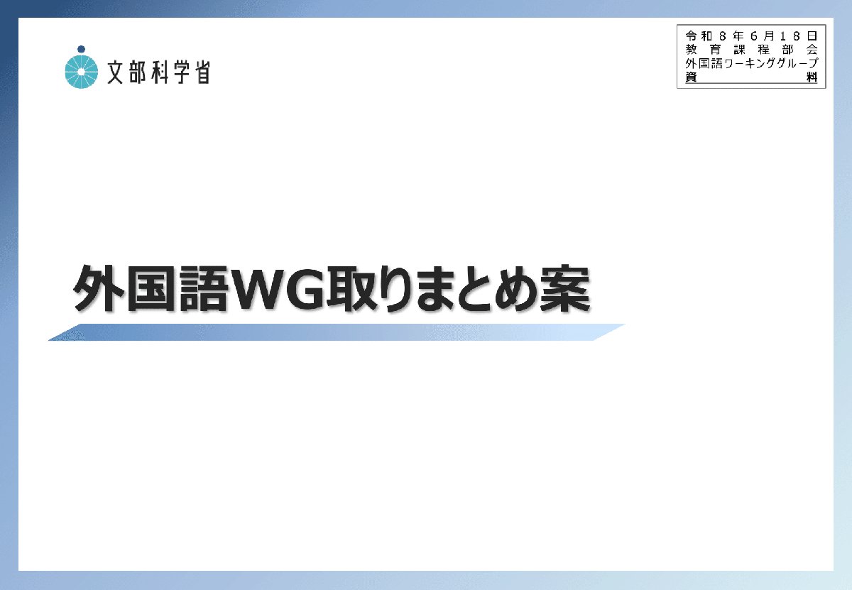 解説スライド：文部科学省／外国語WG取りまとめ案