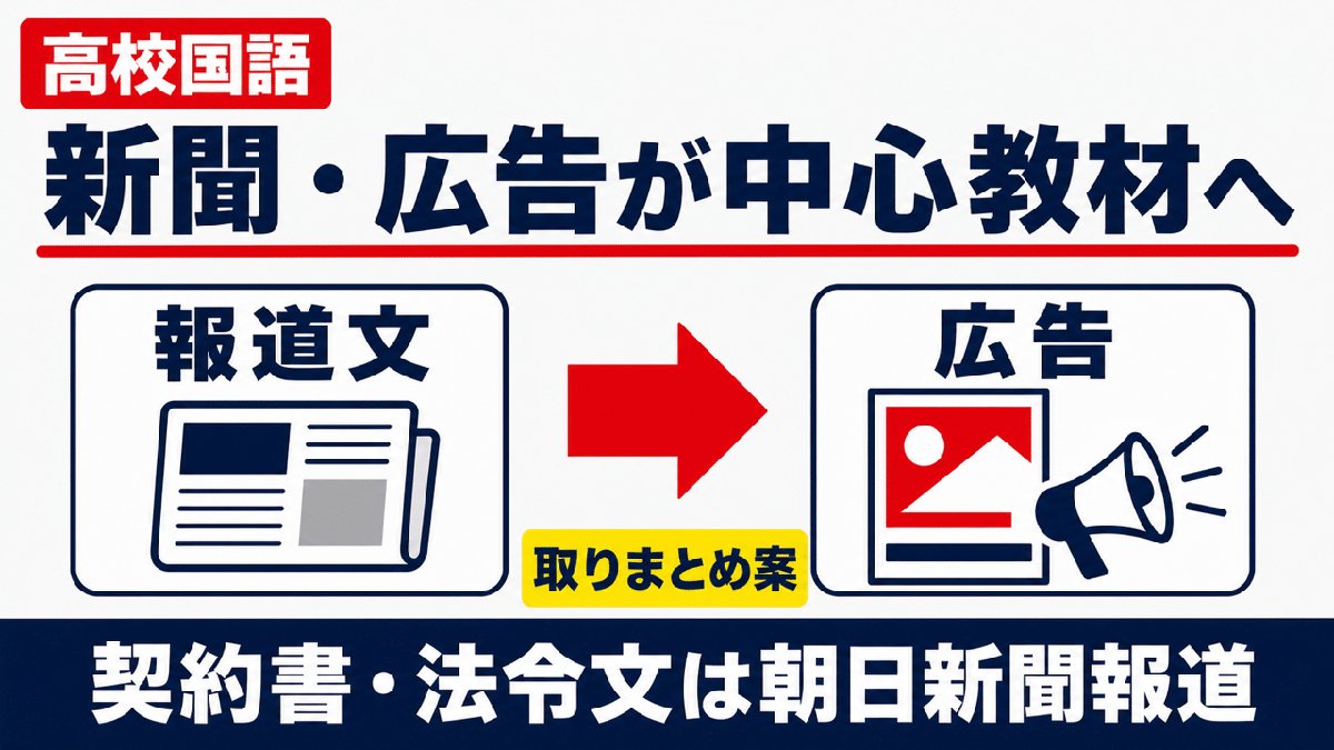 解説スライド:新聞・広告が中心教材へ/取りまとめ案