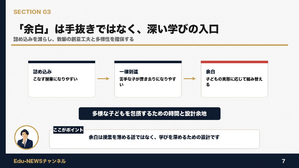 解説スライド:「余白」は手抜きではなく、深い学びの入口